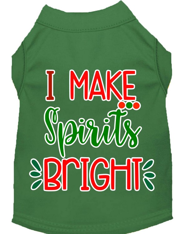 I Make Spirits Bright Screen Print Dog Shirt Green XXL